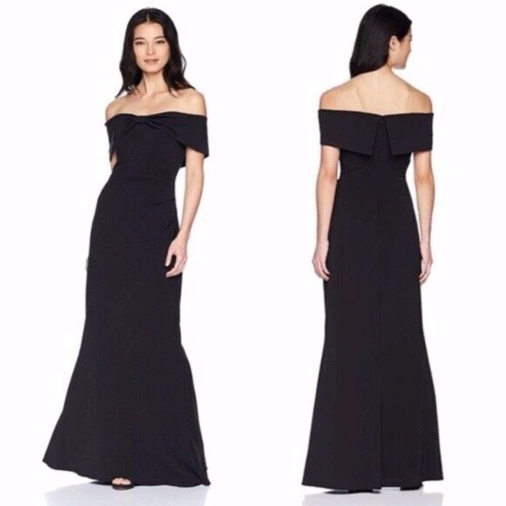 Eliza J Black Bow Off the Shoulder Gown Sz 2 Petite